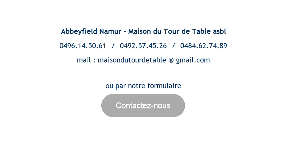 Contact Namur Tour de Table Abbeyfield Wallonie
